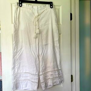 WHBM Wide Leg Linen Capri Pants